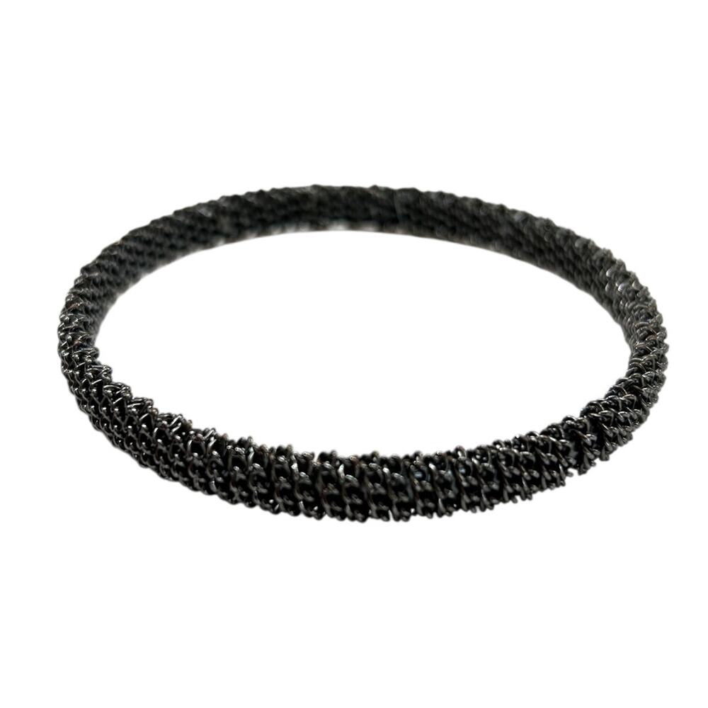 Pewter Color Textured Bangle Bracelet 2.75 Inch Inside Diameter Metal